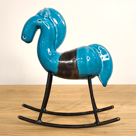 KOŃ na biegunach ceramiczny turkusowy