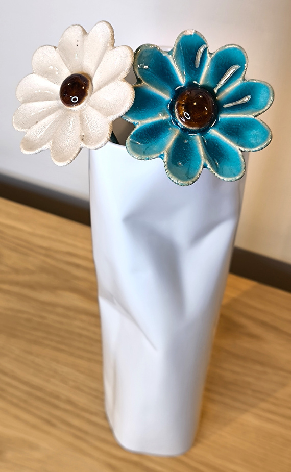 KWIAT ceramiczny turkusowy duży