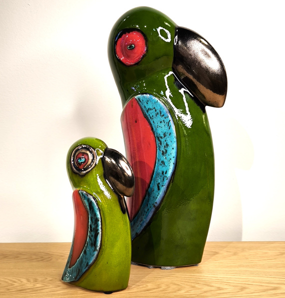 Papuga ceramiczna zielona mała