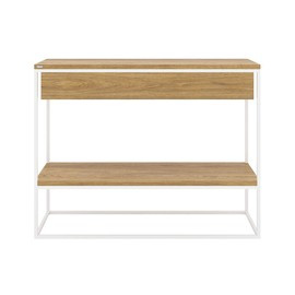 Konsola SKINNY XL z szufladą i półką dębową biały stelaż