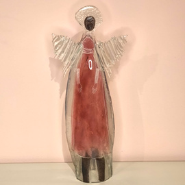 ANIOŁ szklany różowy ŁośDESIGN