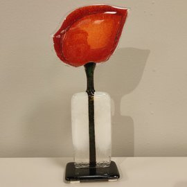 KWIAT szklany  czerwony