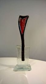 KWIAT szklany tulipan czerwony mały