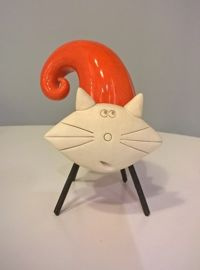 Kot ceramiczny mały pomarańczowy