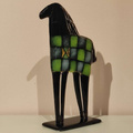 KOŃ szklany duży szachownica zielono-czarny