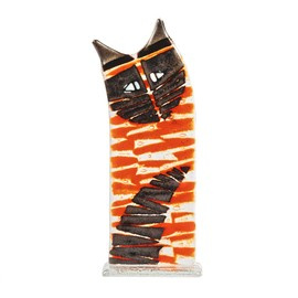 KOT szklany pomarańczowo-czarny mały