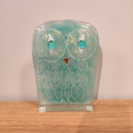 SOWA szklana błekitna