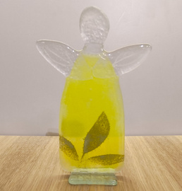 ANIOŁEK szklany limokowy z gałązką