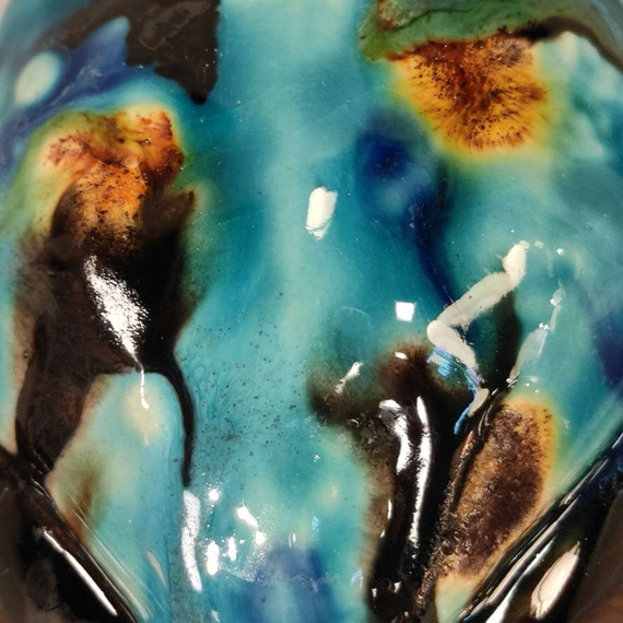 ŻABA ceramiczna turkusowa-metaliczna