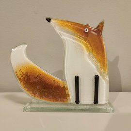 LISEK szklany rudo-biały