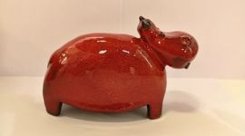 HIPOPOTAM ceramiczny czerwony