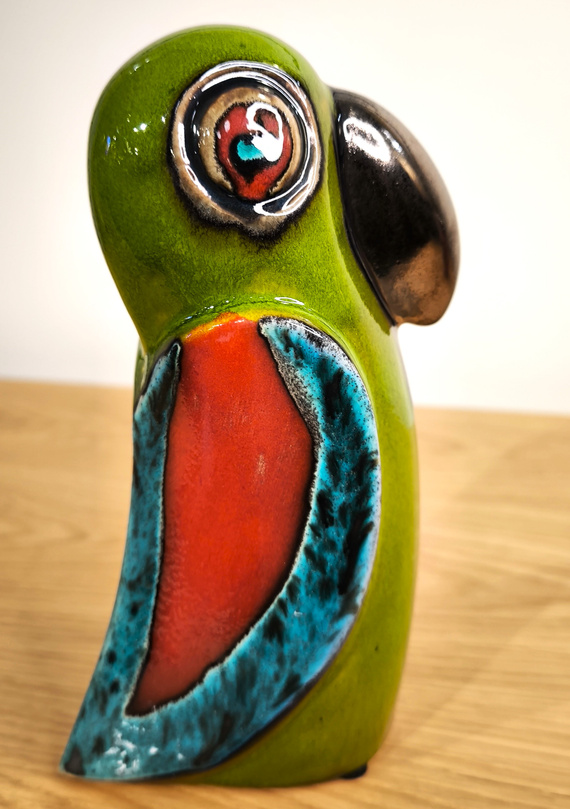 Papuga ceramiczna zielona mała