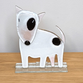 PIES Pitt bul szklany biało-czarny