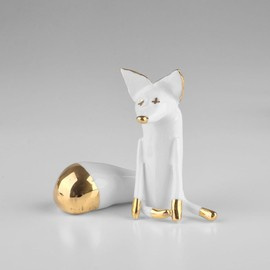 LISEK porcelanowy PANGZI biało-złoty