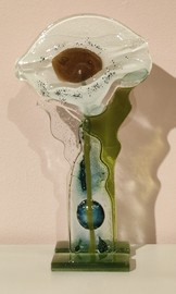 KWIAT szklany mak biały