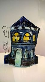 DOMEK szklany niebieski