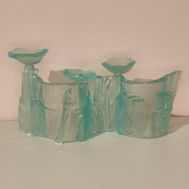 ŚWIECZNIK szklany FALA potrójny