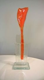 KWIAT szklany tulipan pomarańczowy sredni