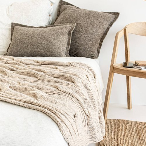 Poduszka MOYHA Wełniana Eminencja kwadratowa beżowa