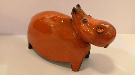 HIPOPOTAM ceramiczny pomarańczowy
