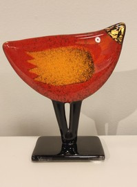 Ptak szklany czerwony ze złotem prawostronny