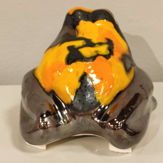 ŻABA ceramiczna żółto-metaliczna