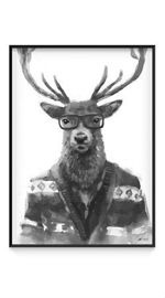 Plakat HIPSTERSKI JELEŃ czarno-biały