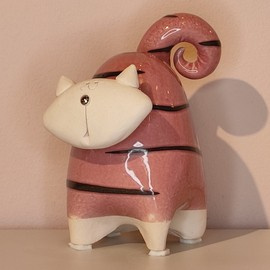 Kot ceramiczny  pękaty różowy