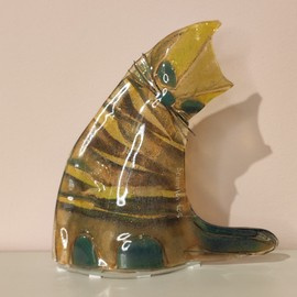 KOT szklany siedzący zielony ŁośDESIGN