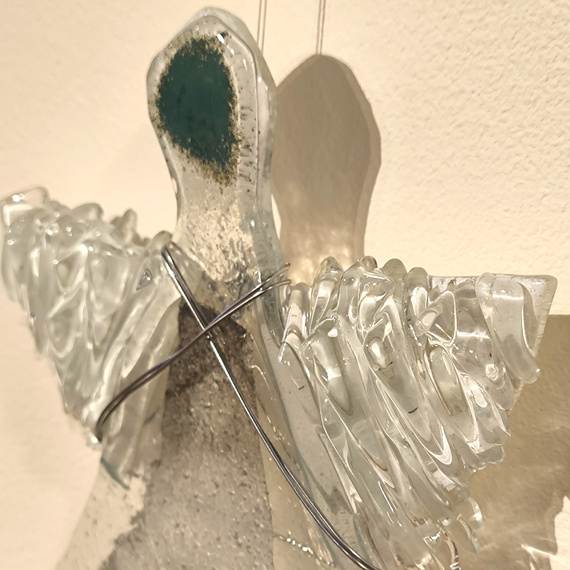 ANIOŁ szklany niebieskie nogi wiszący ŁośDESIGN