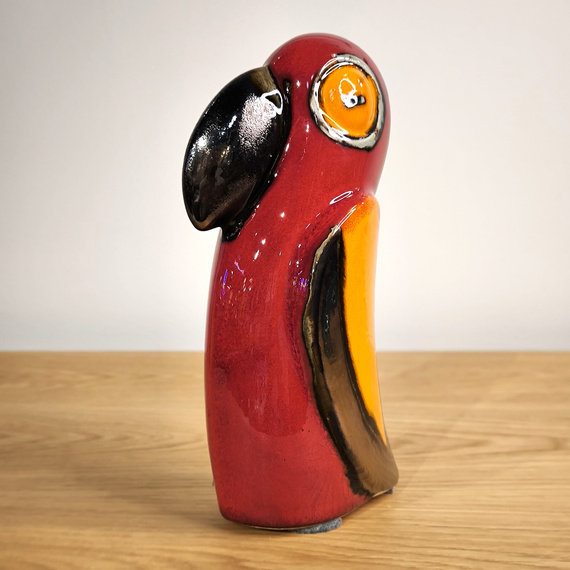 Papuga ceramiczna czerwona mała