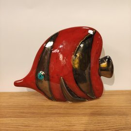 RYBA ceramiczna Paletka czerwone pasy średnia