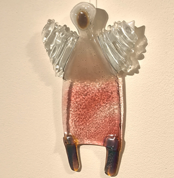 ANIOŁ szklany różowy wiszący ŁośDESIGN