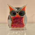 SOWA szklana mała czerwona