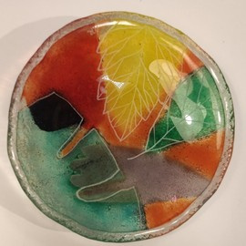 MISECZKA szklana z motywem roślinnym 1