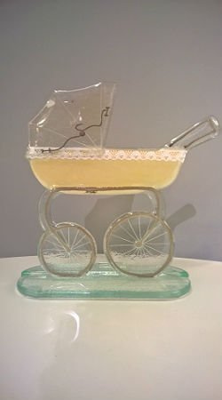 WÓZEK szklany kremowy