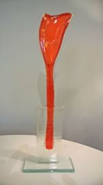 KWIAT szklany tulipan pomarańczowy duży