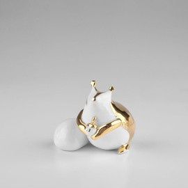 WIEWIÓRKA porcelanowa PANGZI biało-złota