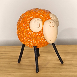 BARANEK ceramiczny KULKA pomarańczowy mały