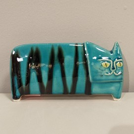 KOT ceramiczny turkusowy w paski