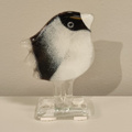 WRÓBELEK szklany mały czarno-biały