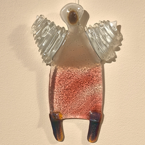 ANIOŁ szklany różowy wiszący ŁośDESIGN