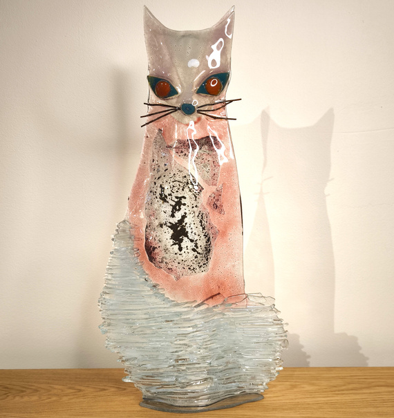 KOT szklany różowy średni