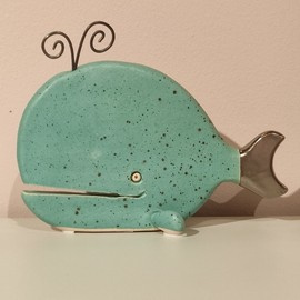 WIELORYB turkusowy mat ceramiczny duży