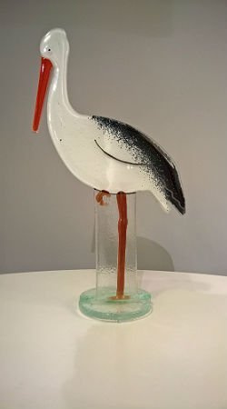 BOCIAN szklany duży