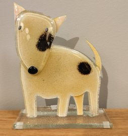 BULTERIER szklany  beżowo-czarny