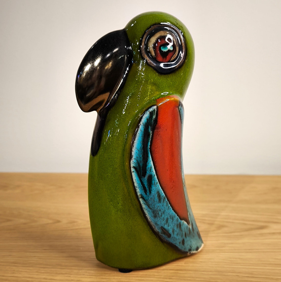 Papuga ceramiczna zielona mała