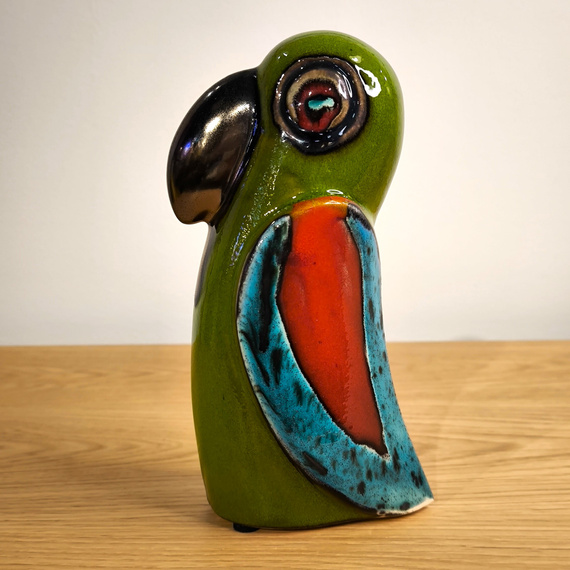 Papuga ceramiczna zielona mała