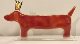 JAMNIK szklany czerwony w koronie