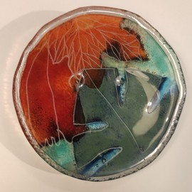 MISECZKA szklana z motywem roślinnym 2